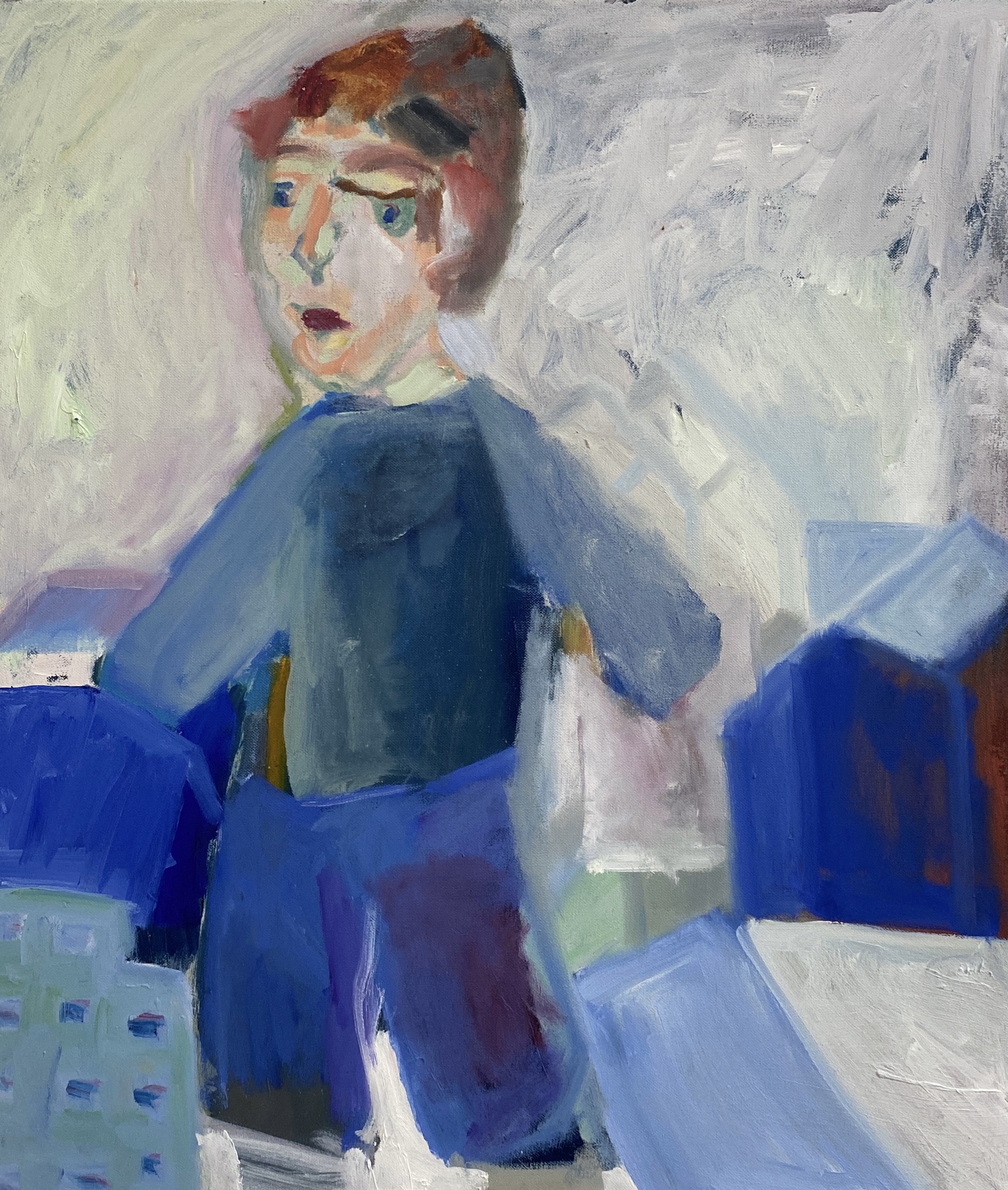 Junge in der Neustadt 52cm x 63cm Öl auf Leinwand 2025