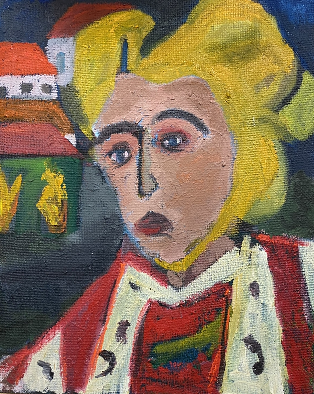 Frau in Asche 33cm x 41cm Öl auf Leinwand 2023