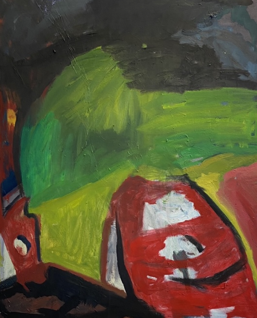 Grünes Feld 80cm x 100cm Öl auf Leinwand 2022
