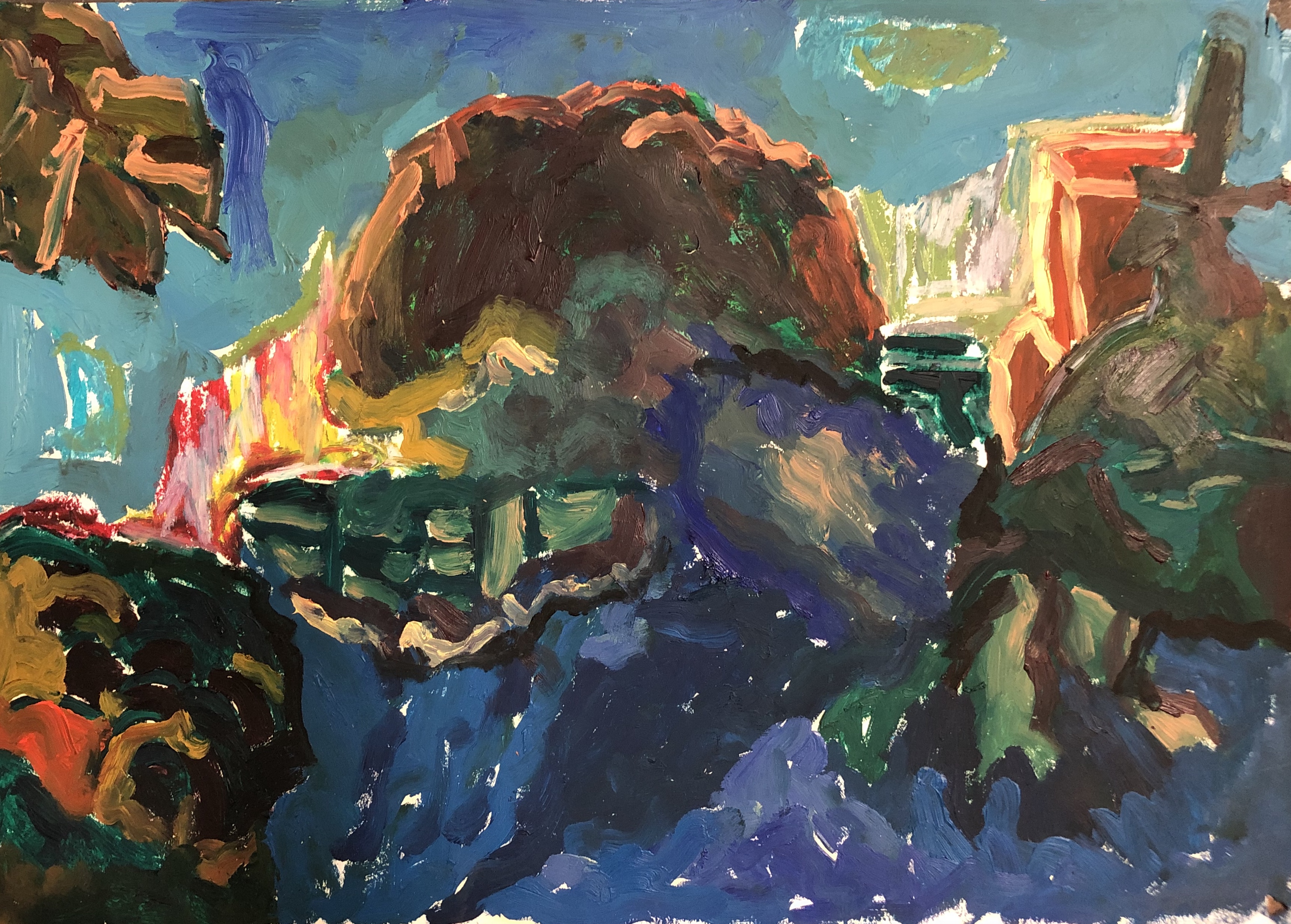 Landschaft an der Adria 47cm x 36cm Öl auf Papier 2021