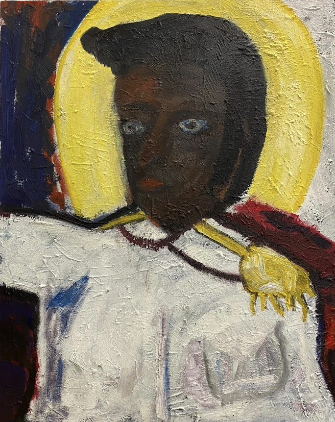 Black Elvis 65cm x 82cm Öl auf Leinwand 2023.